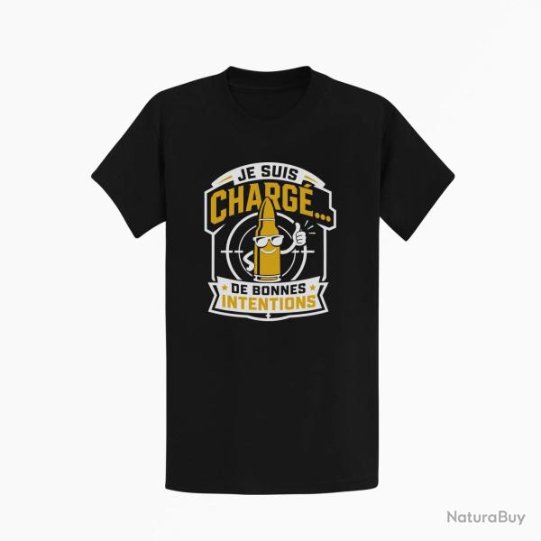 T-shirt Tir Sportif Je suis charg� de bonnes intentions Noir / Orange