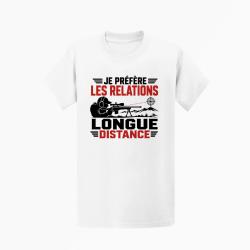 T-shirt Tir Sportif Je pr&eacute;f&egrave;re les relations longue distance Blanc / Orange