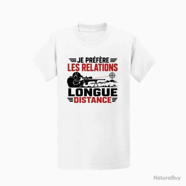 T-shirt Tir Sportif Je pr�f�re les relations longue distance Blanc / Orange