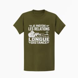T-shirt Tir Sportif Je pr&eacute;f&egrave;re les relations longue distance Kaki / Blanc
