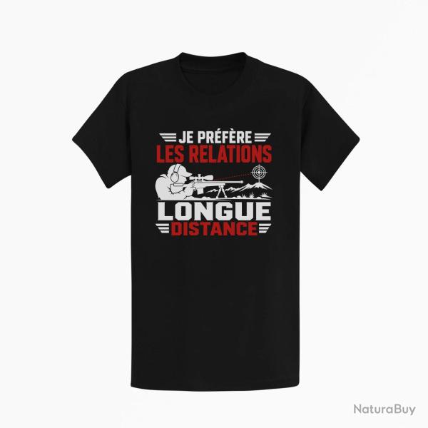 T-shirt Tir Sportif Je pr�f�re les relations longue distance Noir / Orange