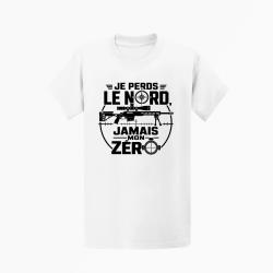 T-shirt Tir Sportif Je perds le nord, jamais mon z&eacute;ro Blanc
