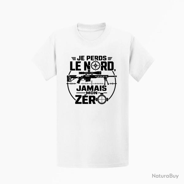 T-shirt Tir Sportif Je perds le nord, jamais mon z�ro Blanc