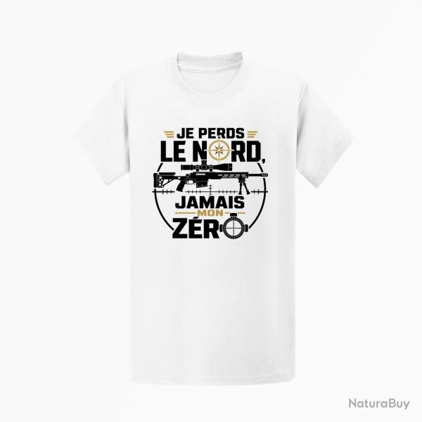 T-shirt Tir Sportif Je perds le nord, jamais mon z�ro Blanc / Orange