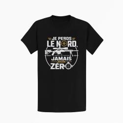 T-shirt Tir Sportif Je perds le nord, jamais mon z&eacute;ro Noir / Orange