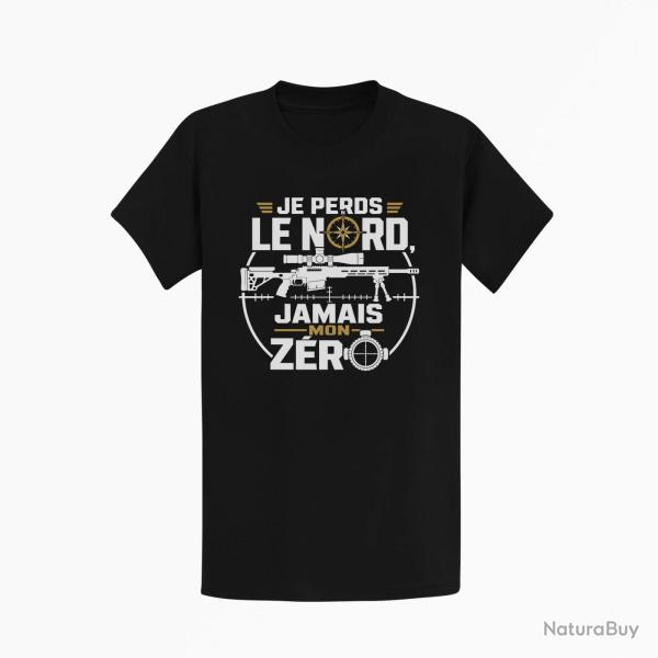 T-shirt Tir Sportif Je perds le nord, jamais mon z�ro Noir / Orange