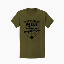 T-shirt Tir Sportif Je parle MOA, MIL et minute Kaki / Noir