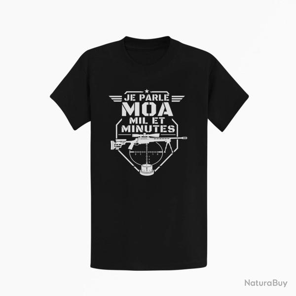 T-shirt Tir Sportif Je parle MOA, MIL et minute Noir