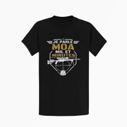 T-shirt Tir Sportif Je parle MOA, MIL et minute Noir / Orange