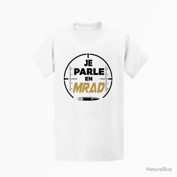 T-shirt Tir Sportif Je parle en MRAD Blanc / Orange
