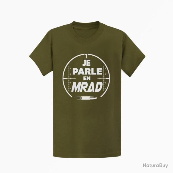 T-shirt Tir Sportif Je parle en MRAD Kaki / Blanc