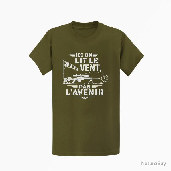 T-shirt Tir Sportif Ici on lit le vent, pas l'avenir Kaki / Blanc