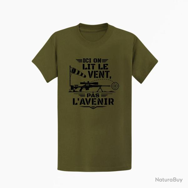 T-shirt Tir Sportif Ici on lit le vent, pas l'avenir Kaki / Noir