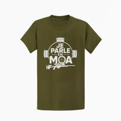 T-shirt Tir Sportif Je parle en MOA Kaki / Blanc
