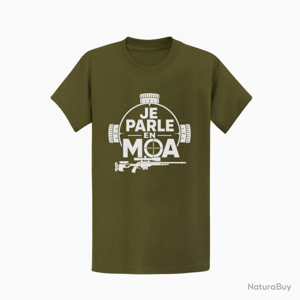 T-shirt Tir Sportif Je parle en MOA Kaki / Blanc