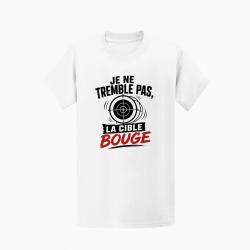 T-shirt Tir Sportif Je ne tremble pas, la cible bouge Blanc / Orange