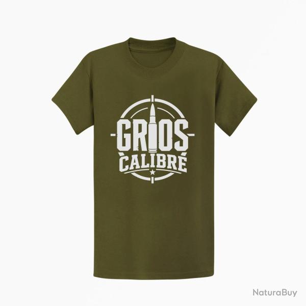 T-shirt Tir Sportif Gros calibre Cartouche Kaki / Blanc
