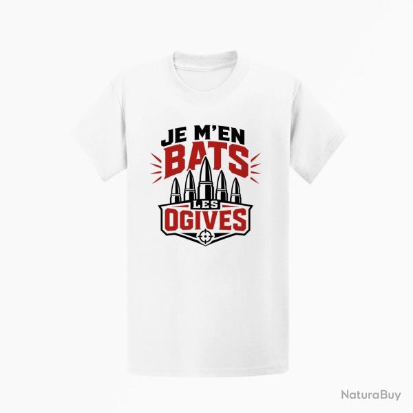 T-shirt Tir Sportif Je m'en bats les ogives Blanc / Orange
