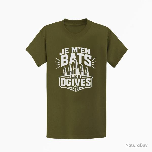 T-shirt Tir Sportif Je m'en bats les ogives Kaki / Blanc