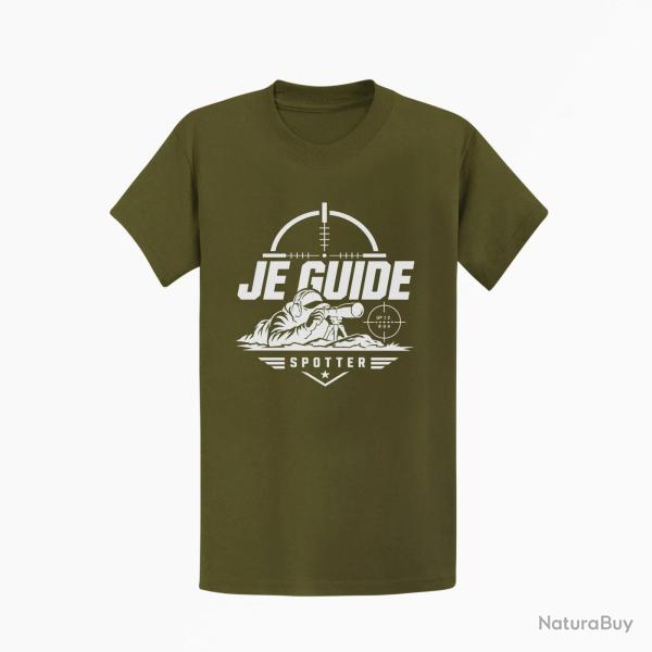 T-shirt Tir Sportif Je guide Kaki / Blanc