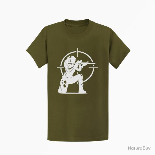 T-shirt Tir Sportif Femme et tir sportif Kaki / Blanc