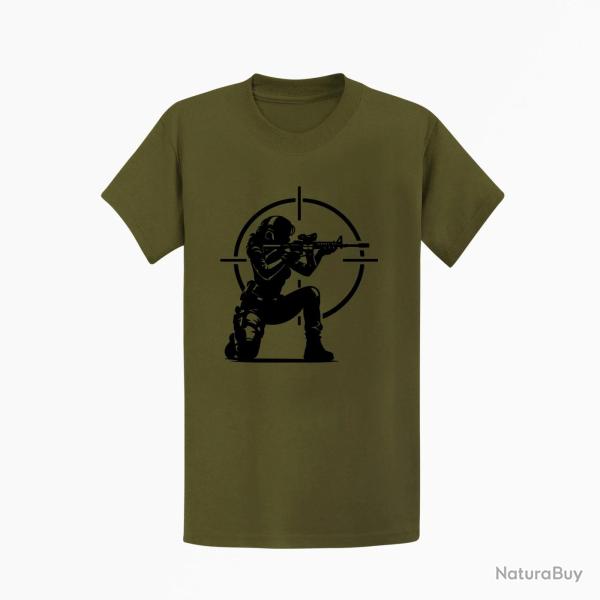 T-shirt Tir Sportif Femme et tir sportif Kaki / Noir
