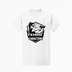 T-shirt Tir Sportif Femme de caract&egrave;re Blanc / Orange
