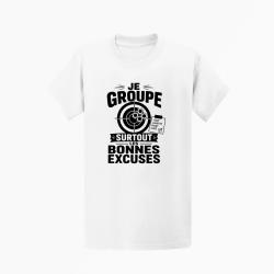 T-shirt Tir Sportif Je groupe les bonnes excuses Blanc