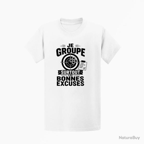 T-shirt Tir Sportif Je groupe les bonnes excuses Blanc