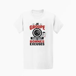 T-shirt Tir Sportif Je groupe les bonnes excuses Blanc / Orange