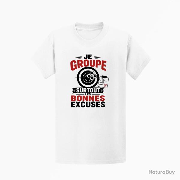 T-shirt Tir Sportif Je groupe les bonnes excuses Blanc / Orange