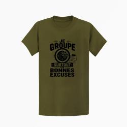 T-shirt Tir Sportif Je groupe les bonnes excuses Kaki / Noir