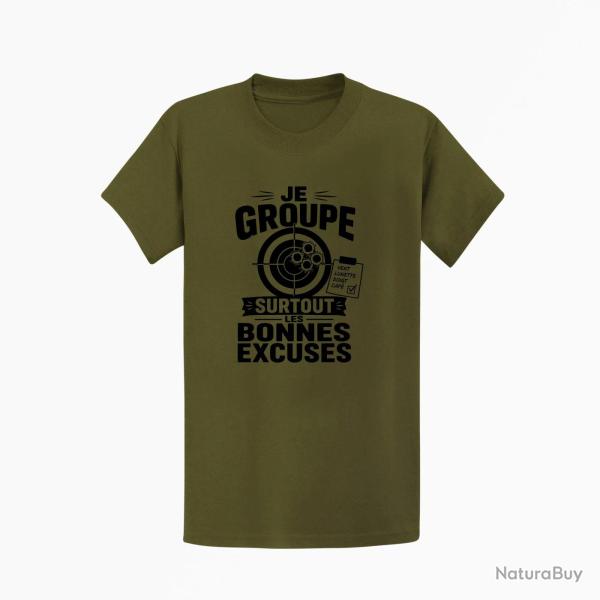 T-shirt Tir Sportif Je groupe les bonnes excuses Kaki / Noir