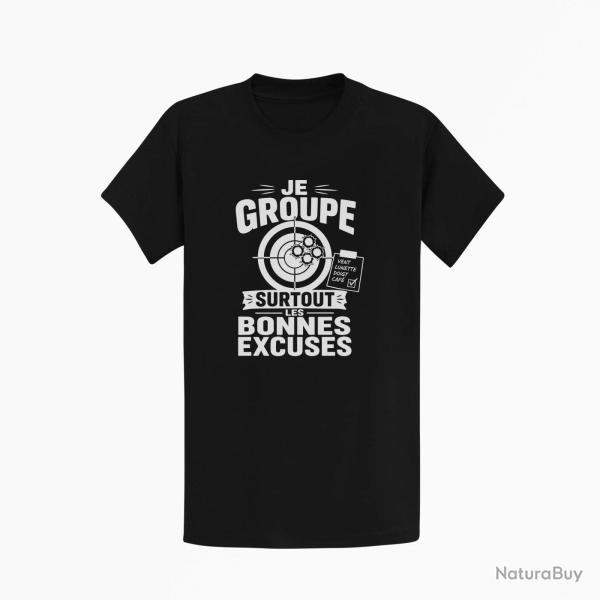 T-shirt Tir Sportif Je groupe les bonnes excuses Noir