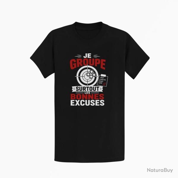 T-shirt Tir Sportif Je groupe les bonnes excuses Noir / Orange