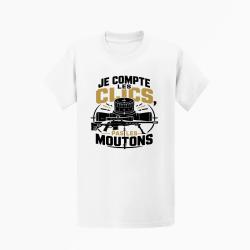 T-shirt Tir Sportif Je compte les clics, pas les moutons Blanc / Orange