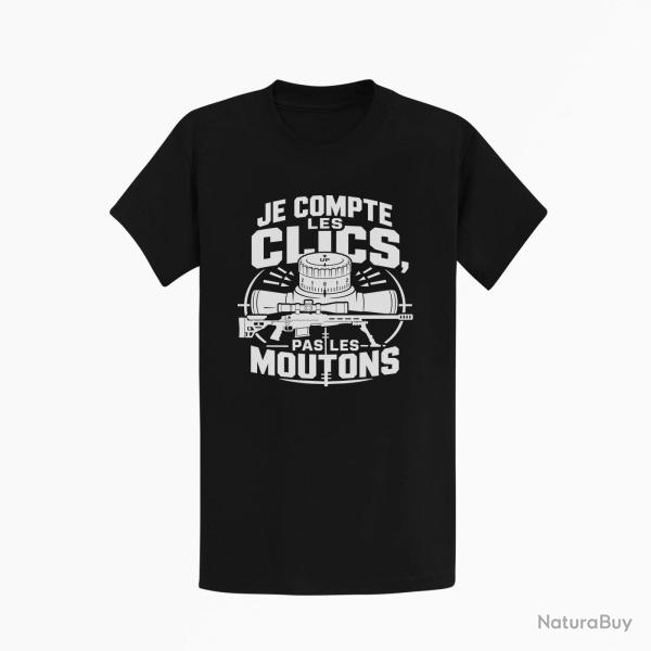 T-shirt Tir Sportif Je compte les clics, pas les moutons Noir