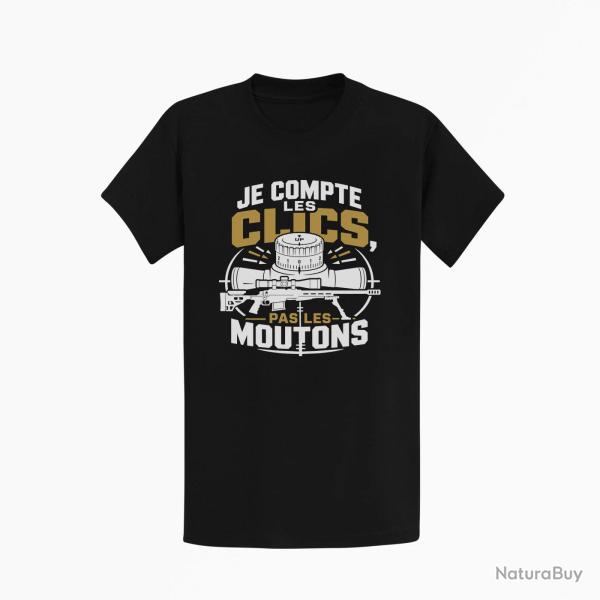 T-shirt Tir Sportif Je compte les clics, pas les moutons Noir / Orange