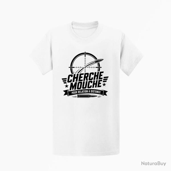T-shirt Tir Sportif Cherche mouche pour relation � distance Blanc