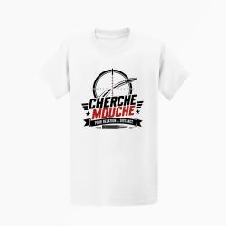 T-shirt Tir Sportif Cherche mouche pour relation &agrave; distance Blanc / Orange