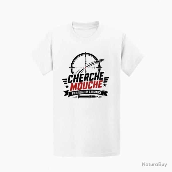 T-shirt Tir Sportif Cherche mouche pour relation � distance Blanc / Orange