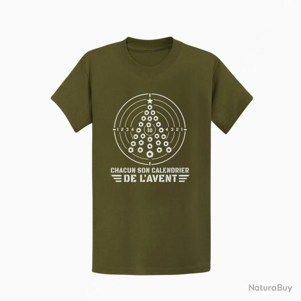 T-shirt Tir Sportif Chacun son calendrier de l'Avent Kaki / Blanc
