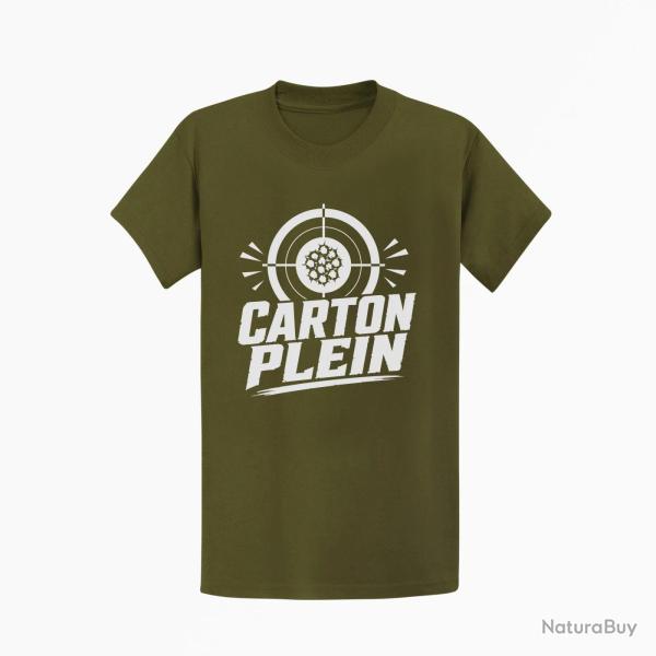 T-shirt Tir Sportif Carton plein Kaki / Blanc