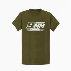 T-shirt Tir Sportif Calibre 9 mm Kaki / Blanc