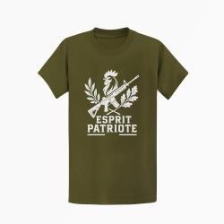 T-shirt Tir Sportif Esprit patriote Cible tricolore Kaki / Blanc