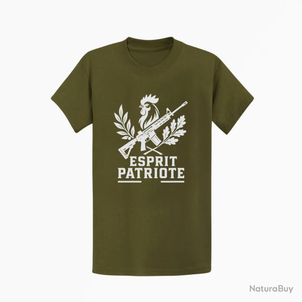 T-shirt Tir Sportif Esprit patriote Cible tricolore Kaki / Blanc