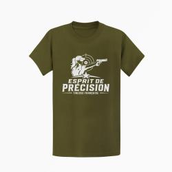 T-shirt Tir Sportif Esprit de pr&eacute;cision Kaki / Blanc