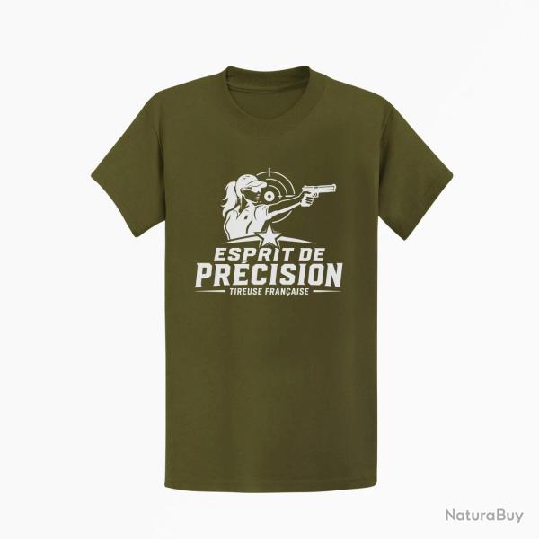 T-shirt Tir Sportif Esprit de pr�cision Kaki / Blanc