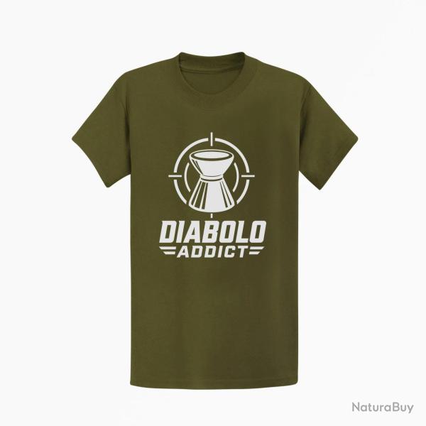 T-shirt Tir Sportif Diabolo Addict Kaki / Blanc