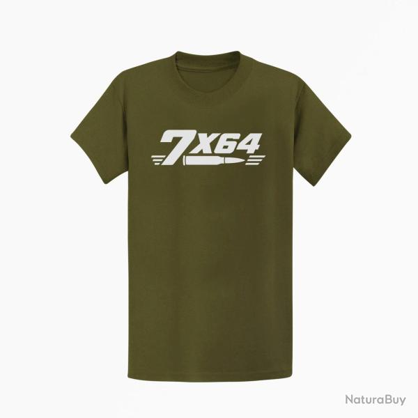 T-shirt Tir Sportif Calibre 7�64 Kaki / Blanc